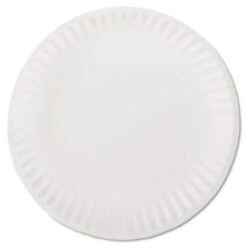 White Paper Plates, 9" Diameter, 100/Pack, 10 Packs/Carton