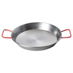 Winco CSPP-11 Polished Carbon Steel Paella Pan 11"