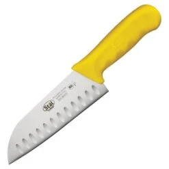 Winco KWP-70Y Santoku Knife With Yellow Handle 7"