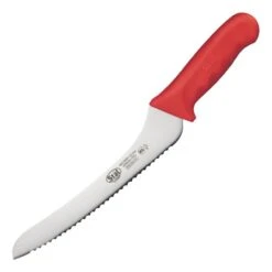 Winco KWP-92R Offset Bread Knife With Red Handle 9"