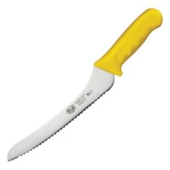 Winco KWP-92Y Offset Bread Knife With Yellow Handle 9"
