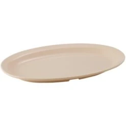 Winco MMPO-139 Tan Melamine Narrow Rim Oval Platter 13-1/4" X 9-5/8"