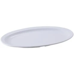 Winco MMPO-139W White Melamine Narrow Rim Oval Platter 13-1/4" X 9-5/8"