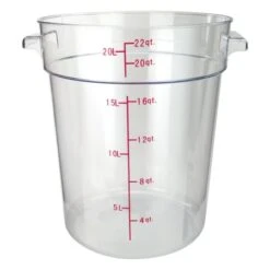 Winco PCRC-22 Clear Round Polycarbonate Storage Container 22 Qt.
