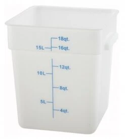 Winco PESC-18 White Square Polypropylene Storage Container 18 Qt.