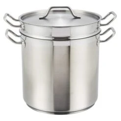 Winco SSDB-16 Double Boiler With Lid 16 Qt.