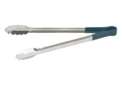 Winco UTPH-16B Stainless Steel Utility Tongs With Blue Polypropylene Handle, 16"
