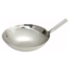 Winco WOK-16N Stainless Steel Chinese Wok With Riveted Joint Handle 16"
